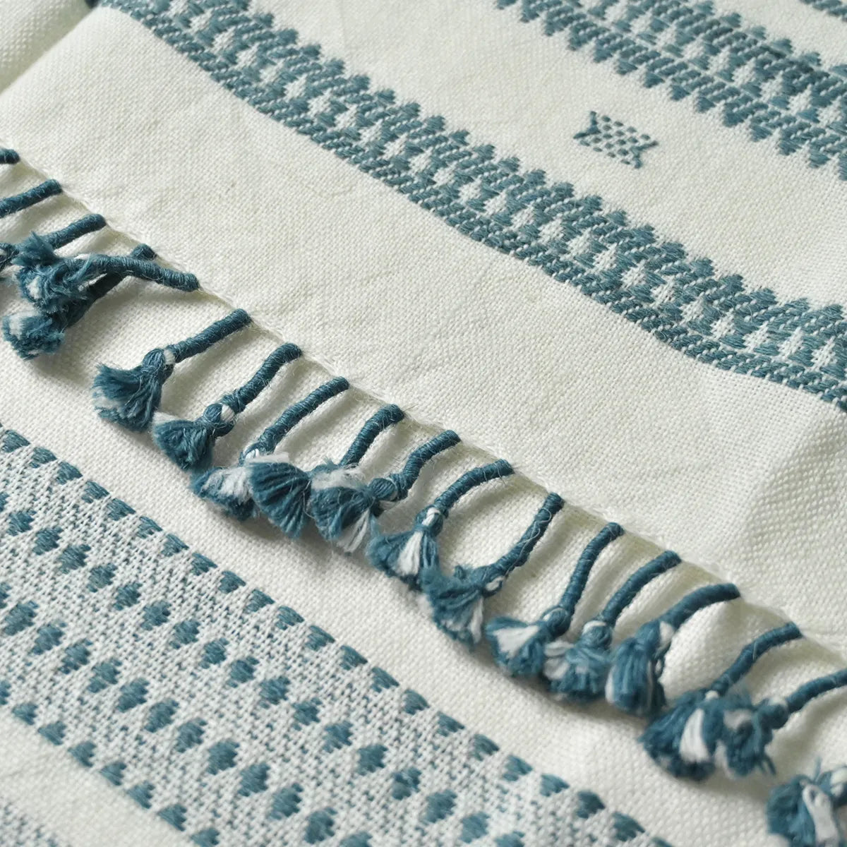Handwoven Vintage Bhujodi Bed Throw - Azure - 40" x 90" Handloom Throws