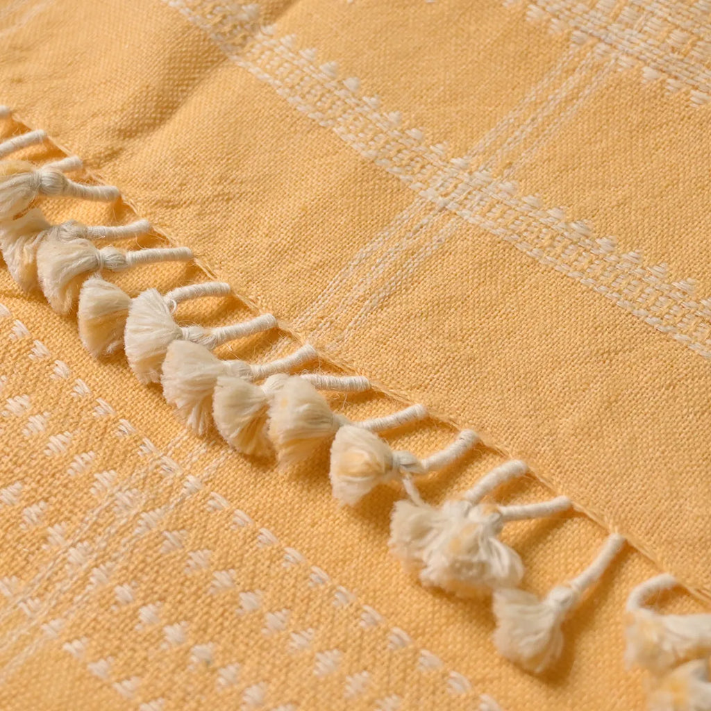 Handwoven Vintage Bhujodi Bed Throw - Amber Glow - 40 X 90 Handloom Throws