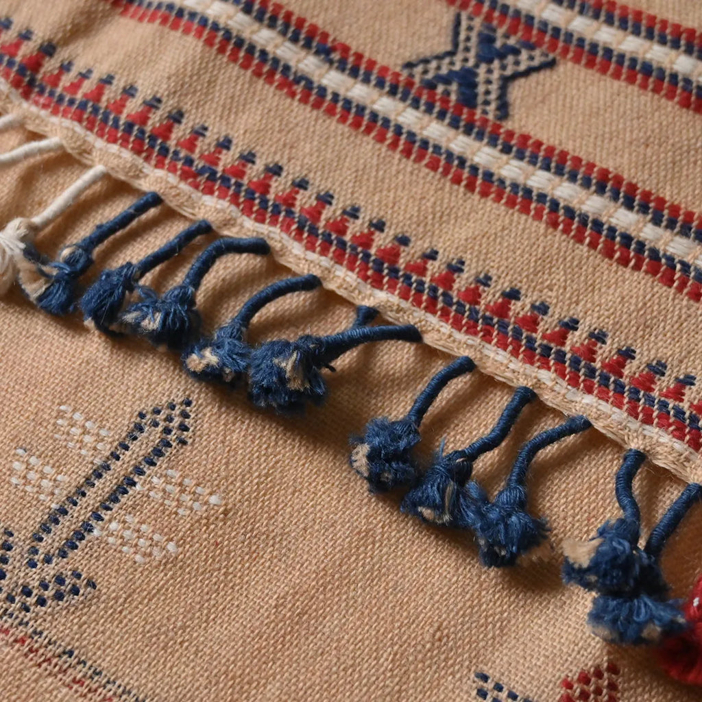 Handwoven Vintage Bhujodi Bed Throw - Salmon - 40" x 90" Handloom Throws