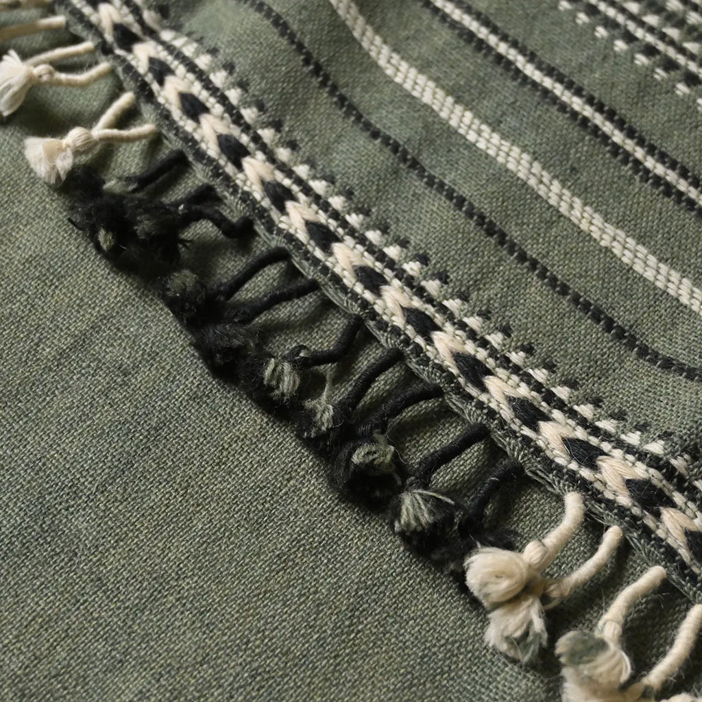 Handwoven Vintage Bhujodi Bed Throw - Sun Bleached Blue - 40" x 90" Handloom Throws