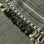 Handwoven Vintage Bhujodi Bed Throw - Sun Bleached Blue - 40" x 90" Handloom Throws