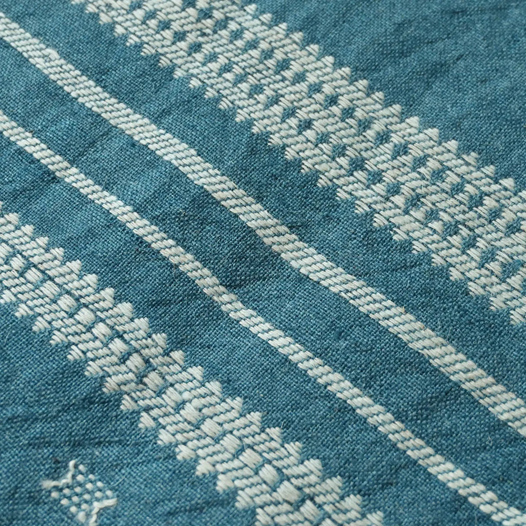 Handwoven Vintage Bhujodi Throw - Navy Blue - 40" X 90" Handloom Throws