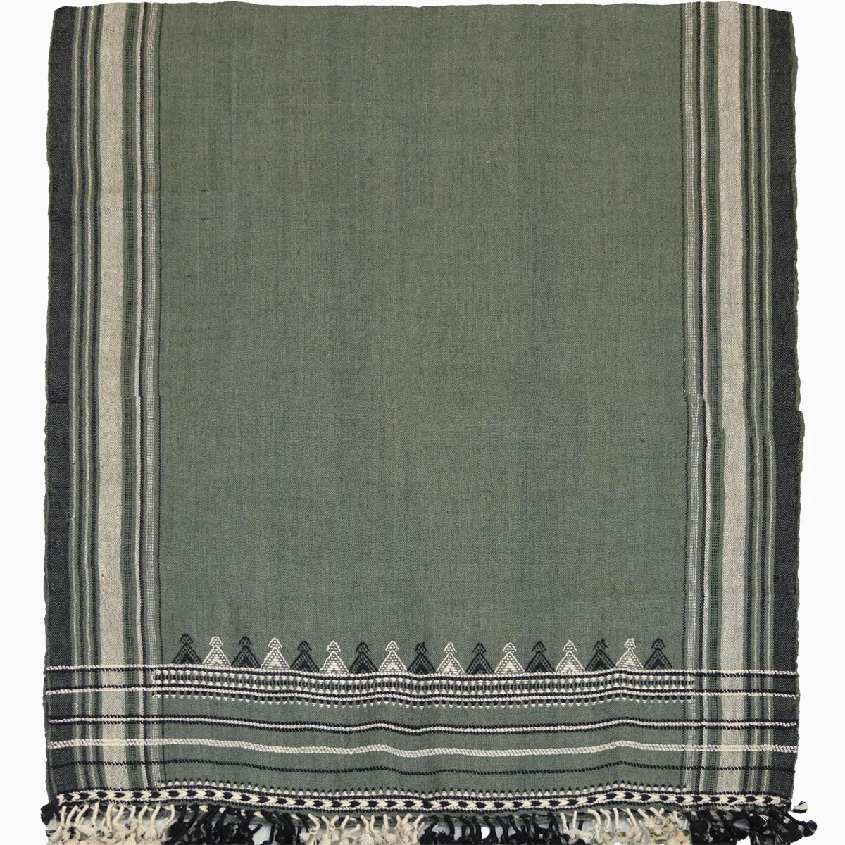 Handwoven Vintage Bhujodi Bed Throw - Sun Bleached Blue - 40" x 90" Handloom Throws