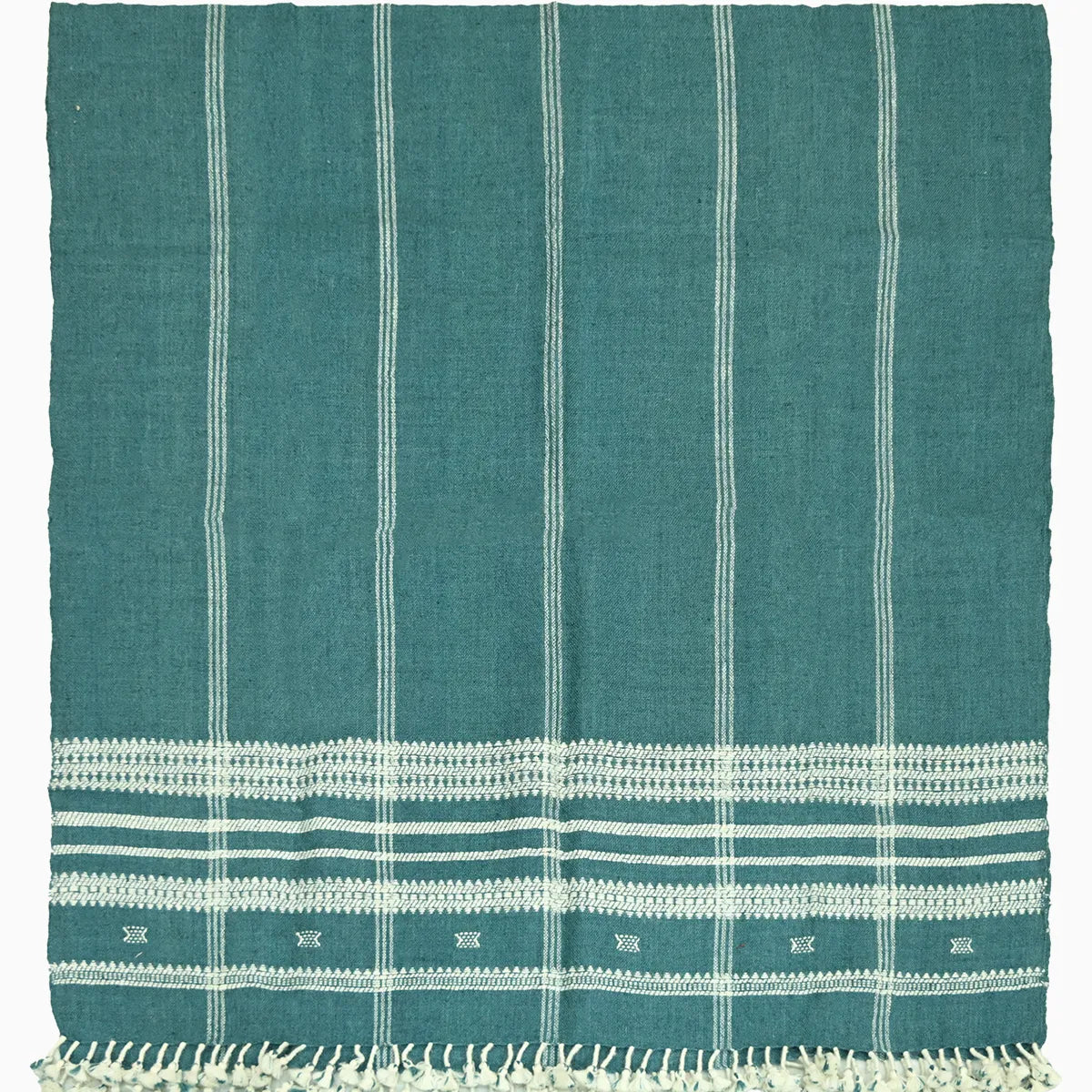 Handwoven Bhujodi Craft Wool Throw Blanket - Cobalt Handloom Throws