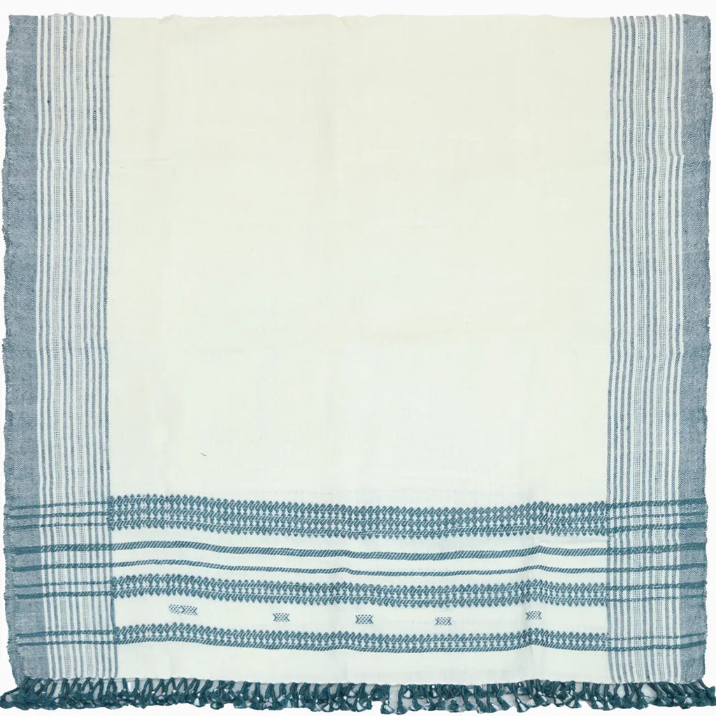 Handwoven Vintage Bhujodi Bed Throw - Azure - 40" x 90" Handloom Throws