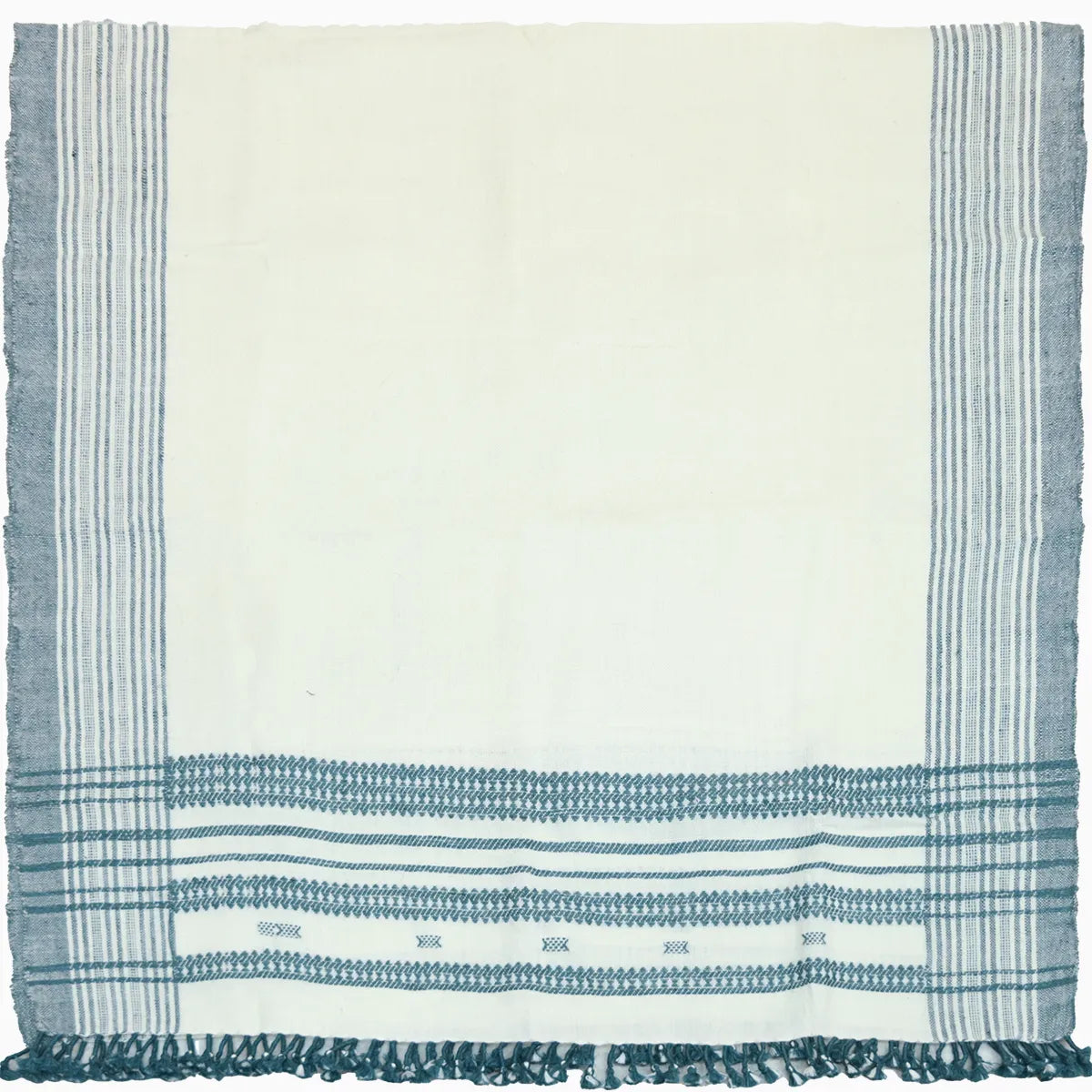 Handwoven Vintage Bhujodi Bed Throw - Azure - 40" x 90" Handloom Throws