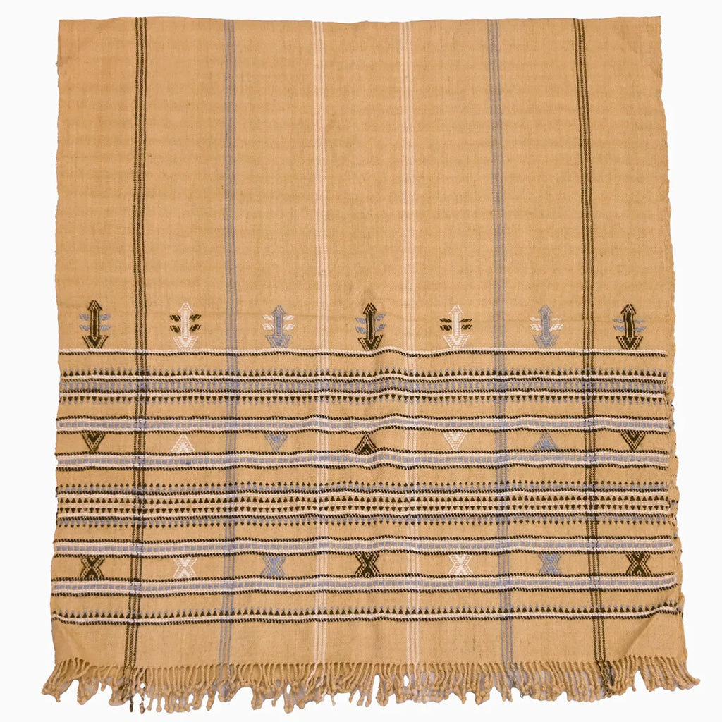Handwoven Vintage Bhujodi Bed Throw Peach Handloom Throws