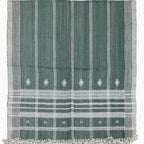 Handwoven Vintage Bhujodi Bed Throw Deep Olive Green Handloom Throws