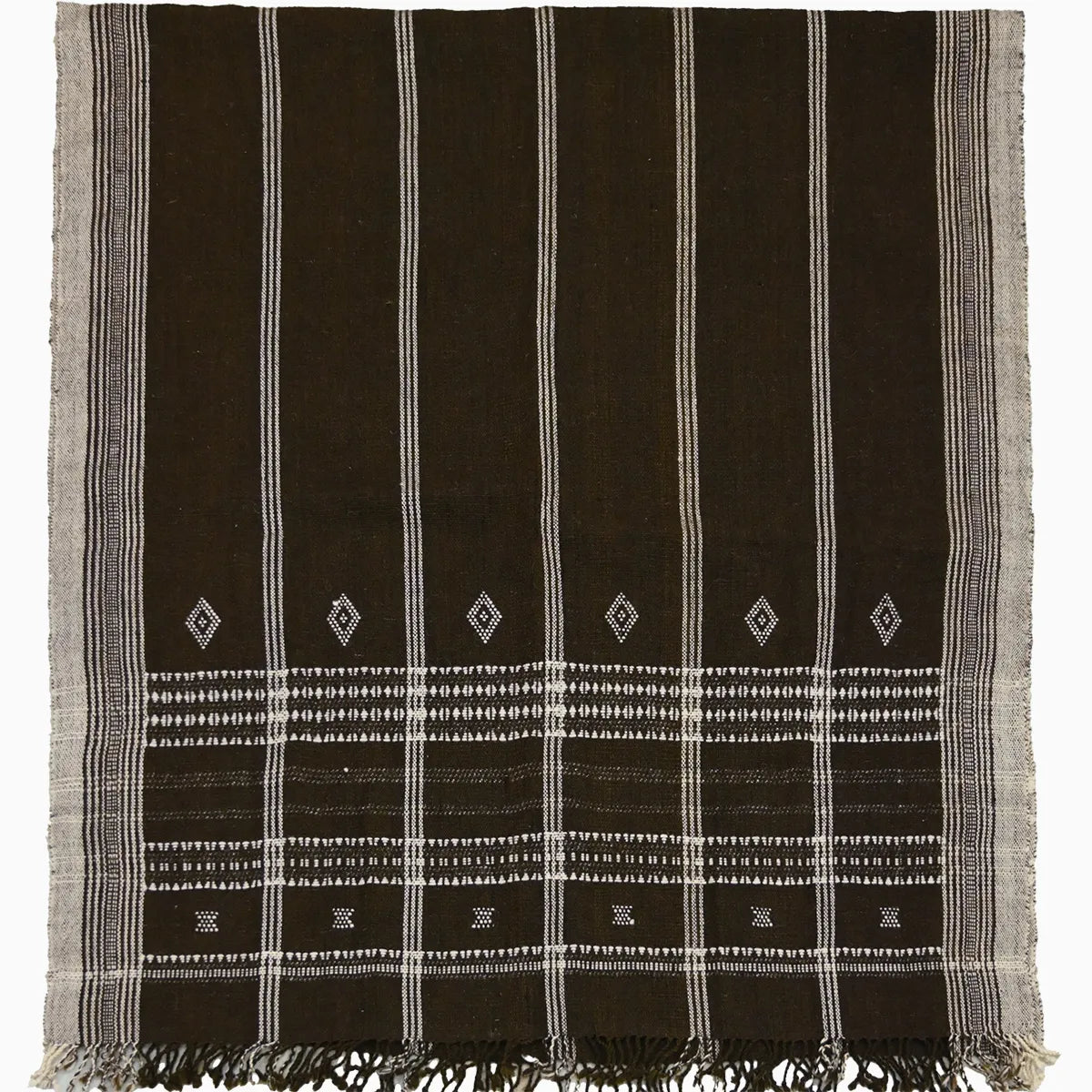 Handwoven Vintage Bhujodi Bed Throw Brown Handloom Throws