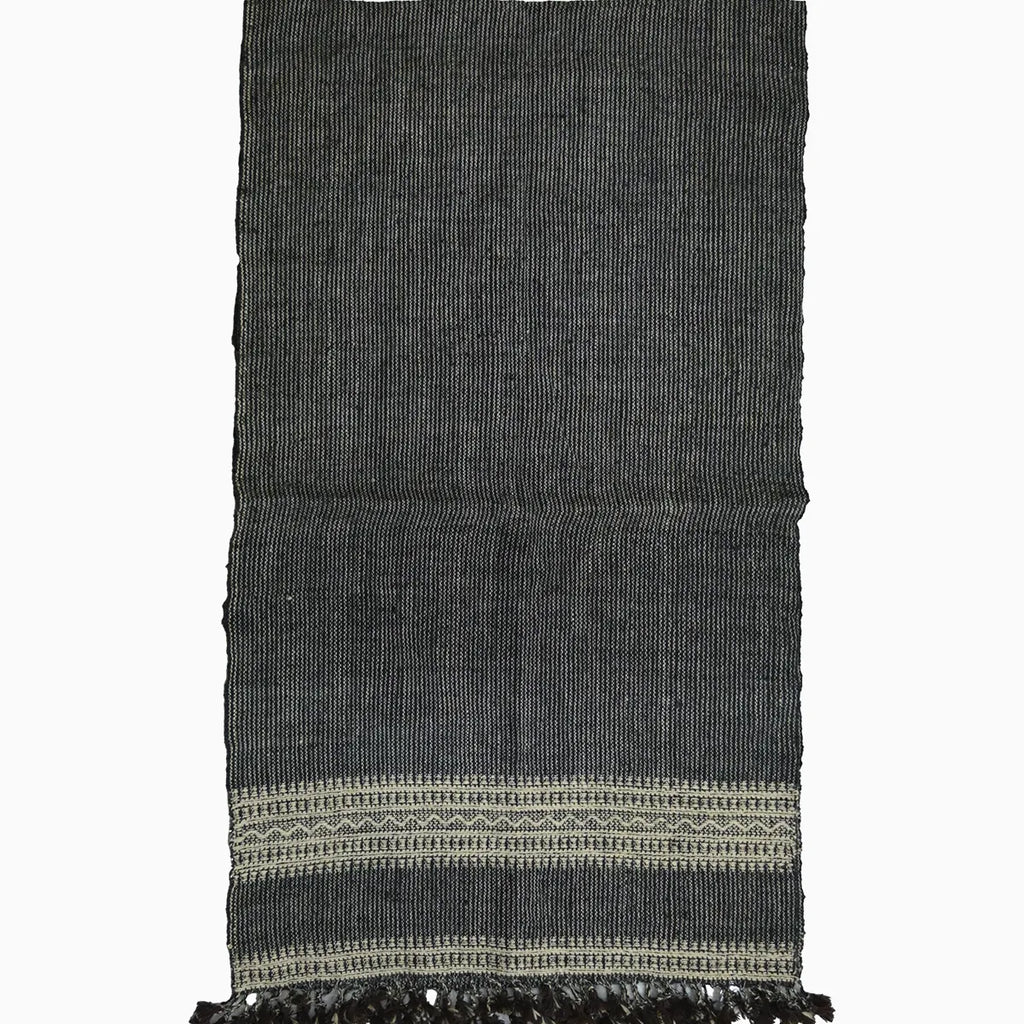 Bhujodi Handwoven Wool Textured Throw Black Handloom Throws