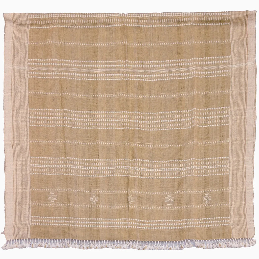 Handwoven Vintage Bhujodi Bed Throw -Mustard Yellow - 50" x 90" Handloom Throws