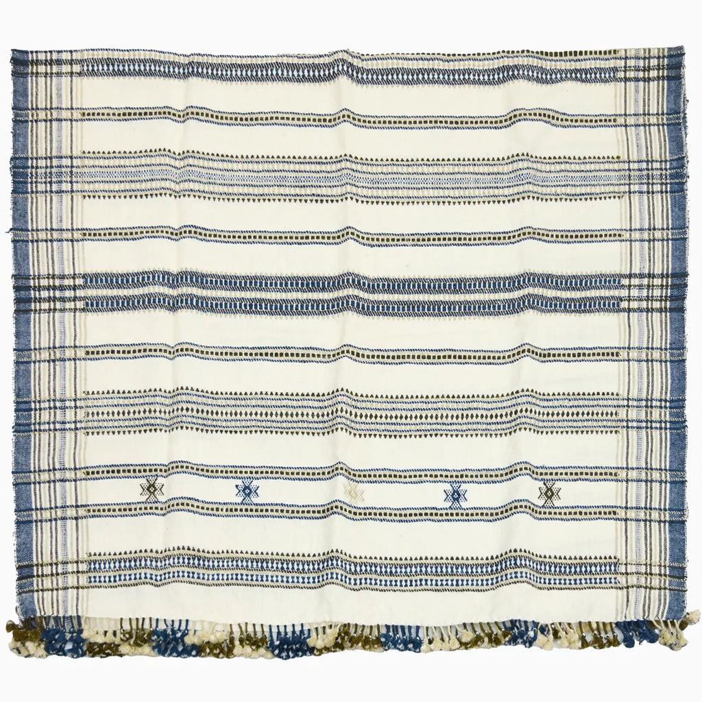 Handwoven Vintage Bhujodi Bed Throw -Neutral - 50" x 90" Handloom Throws