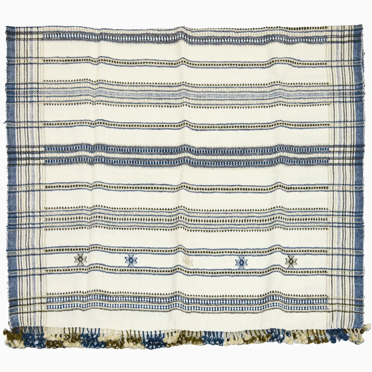 Handwoven Vintage Bhujodi Bed Throw -Neutral - 50" x 90" Handloom Throws