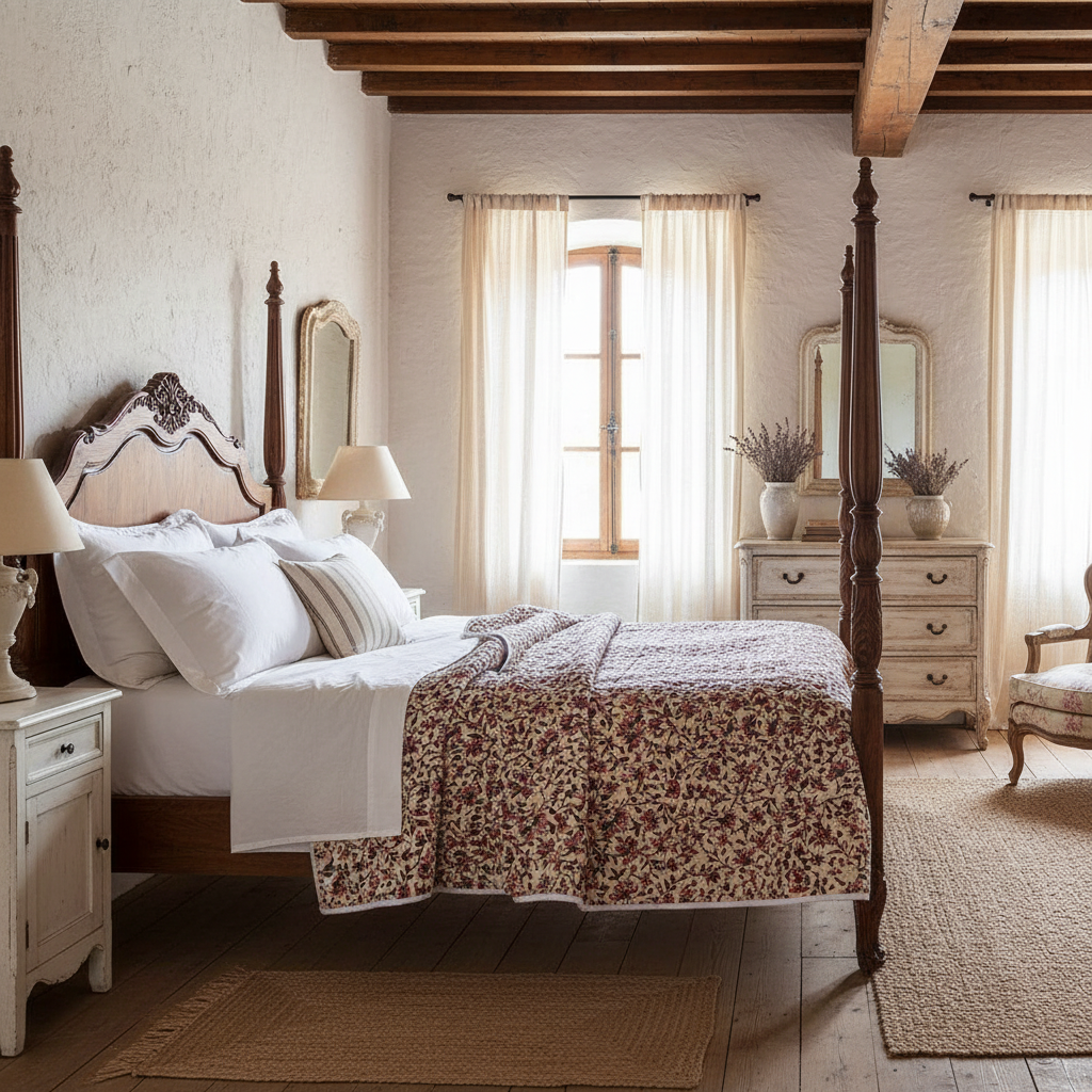 Heather Hand Block Printed Quilt