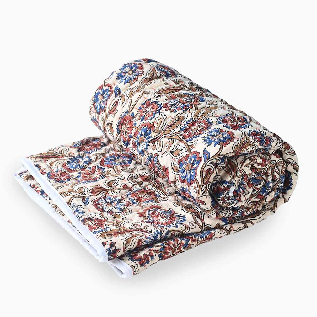 Snapdragon Hand Block Printed Quilt Quilts