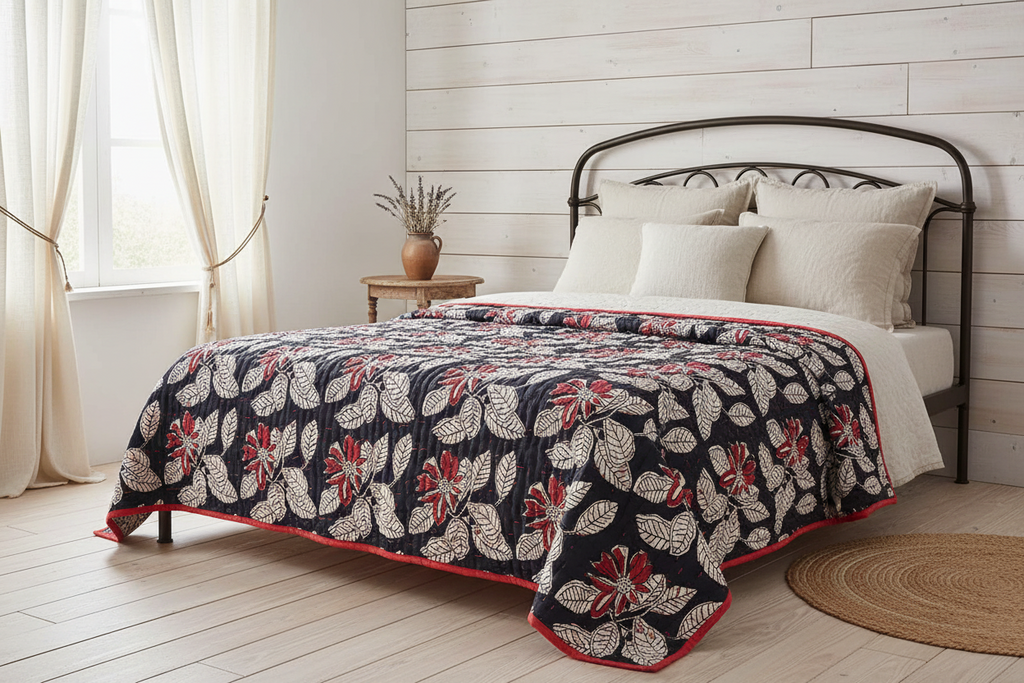 Azalea Hand Block Printed Quilt Quilts