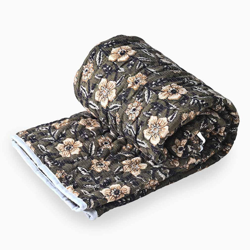 Anemone Hand Block Printed Quilt Quilts