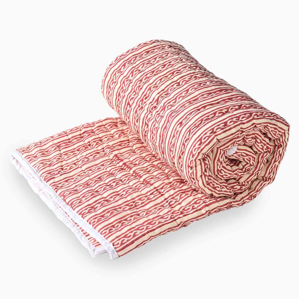 Carnation Hand Block Printed Quilt Quilts