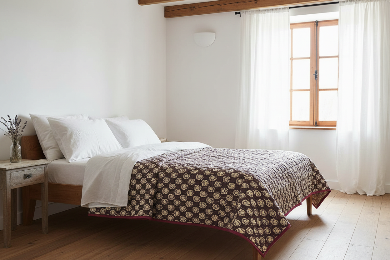 Bluebell Hand Block Printed Quilt