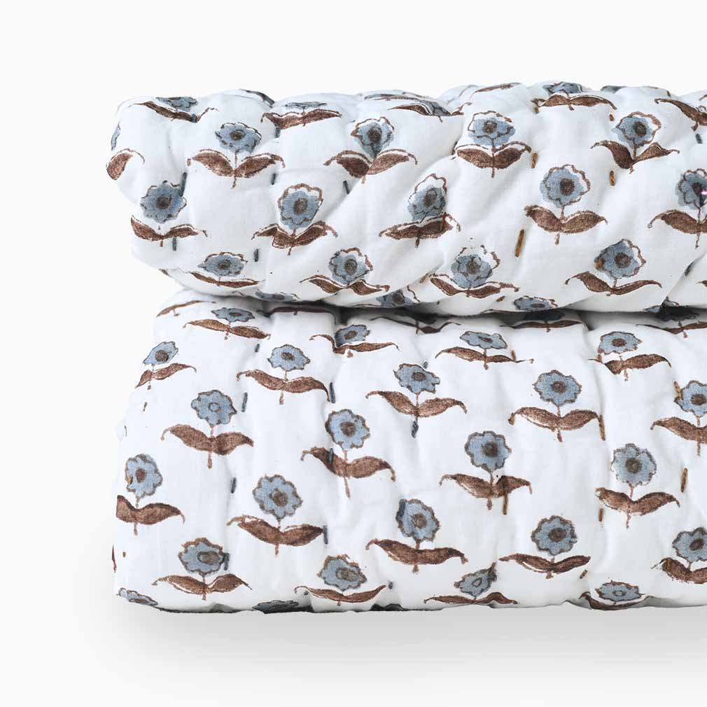 Freesia Hand Block Printed Quilt