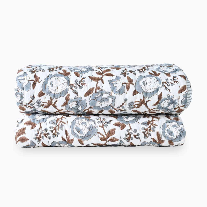 Wisteria Hand Block Printed Quilt