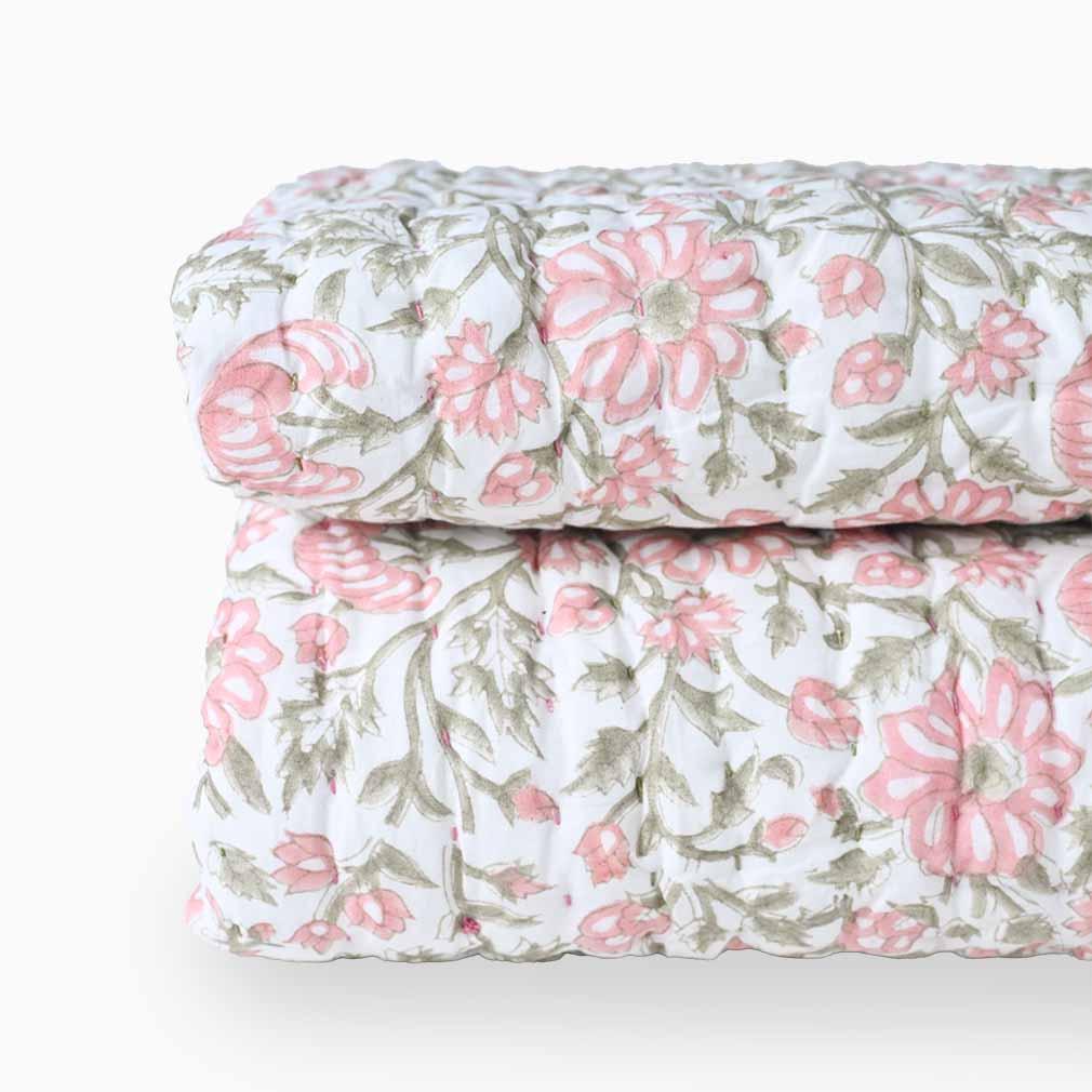 Yarrow Hand Block Printed Quilt Quilts