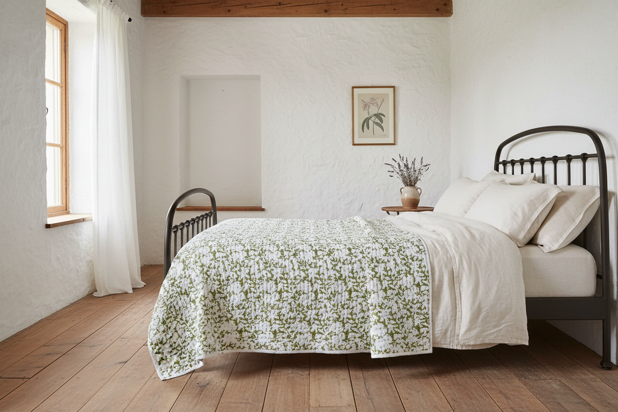 Larkspur Hand Block Printed Quilt