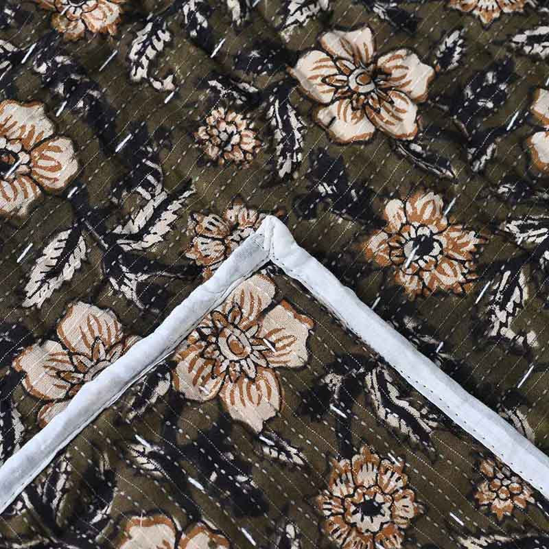 Anemone Hand Block Printed Quilt Quilts