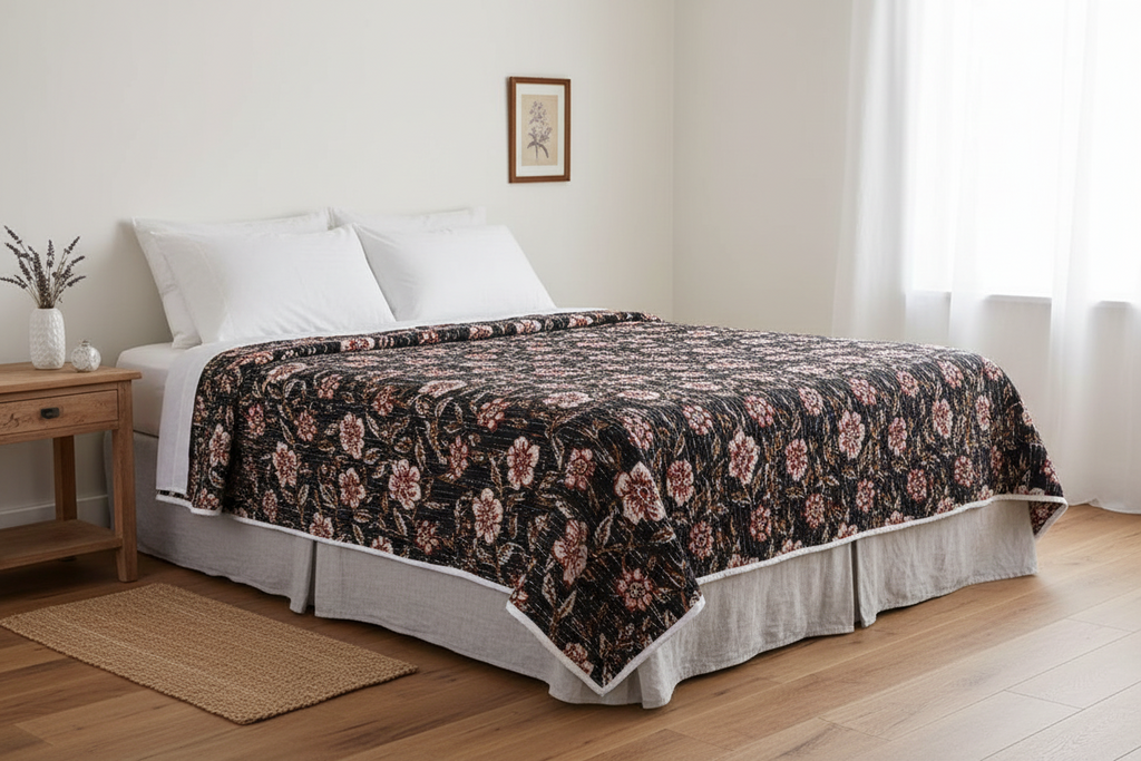 Daffodil Hand Block Printed Quilt Quilts