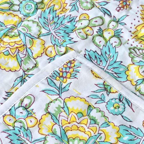 Begonia Hand Block Printed Quilt Quilts