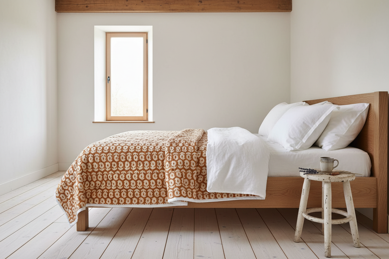 Zinnia Hand Block Printed Quilt