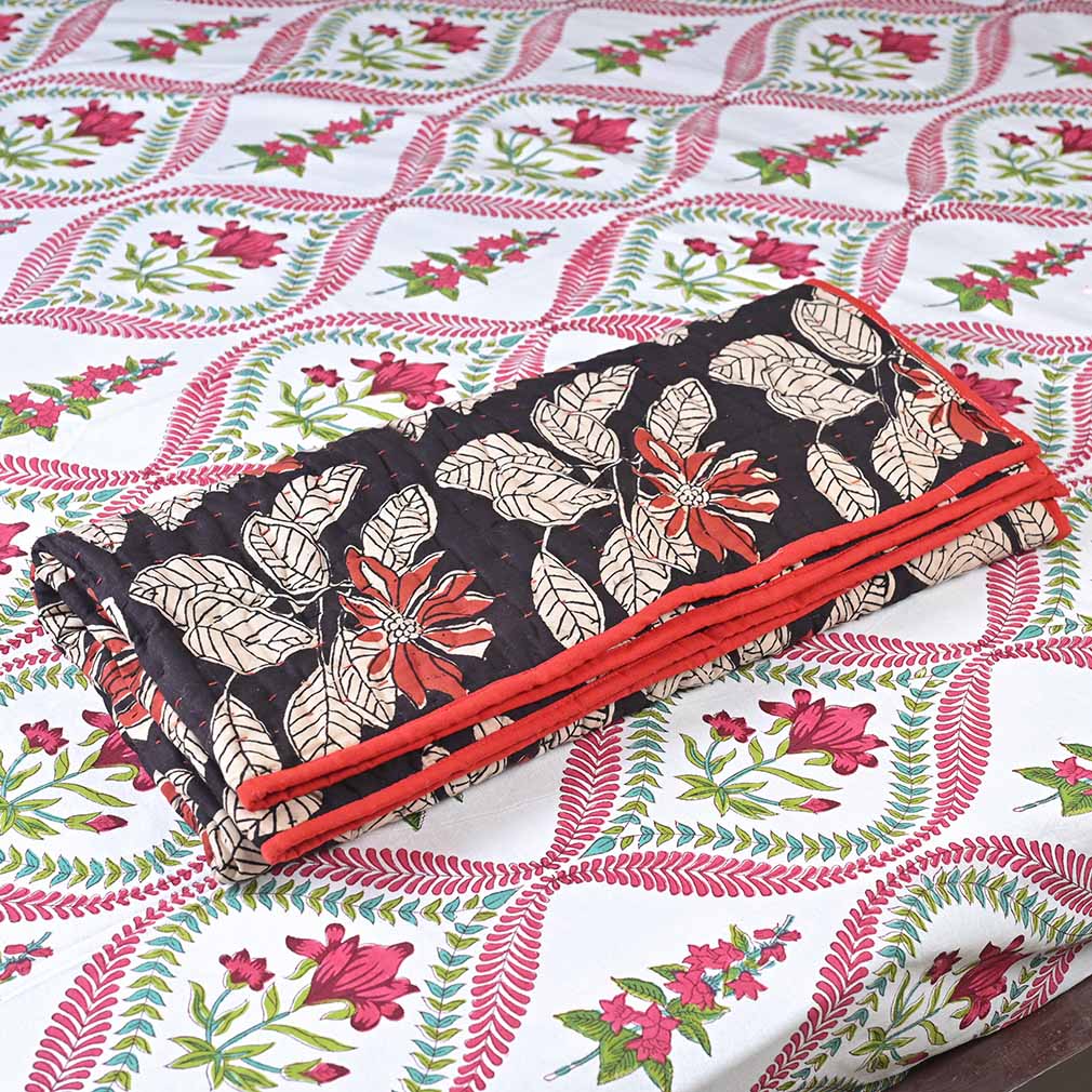 Azalea Hand Block Printed Quilt Quilts
