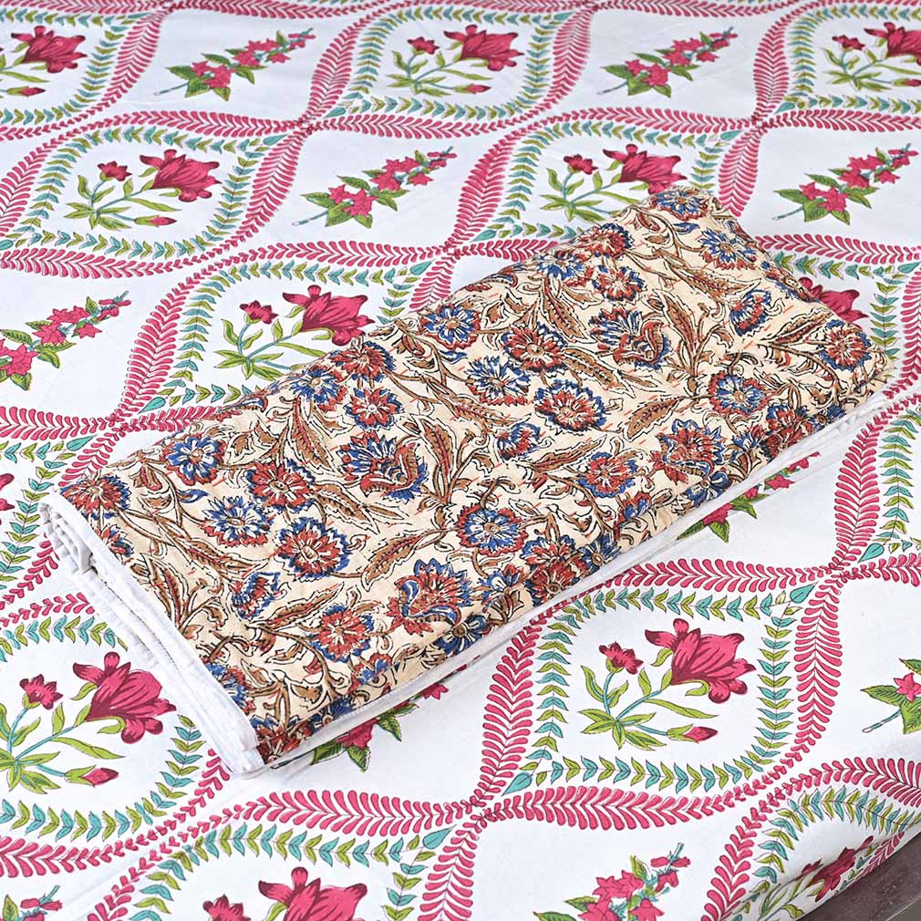 Snapdragon Hand Block Printed Quilt Quilts