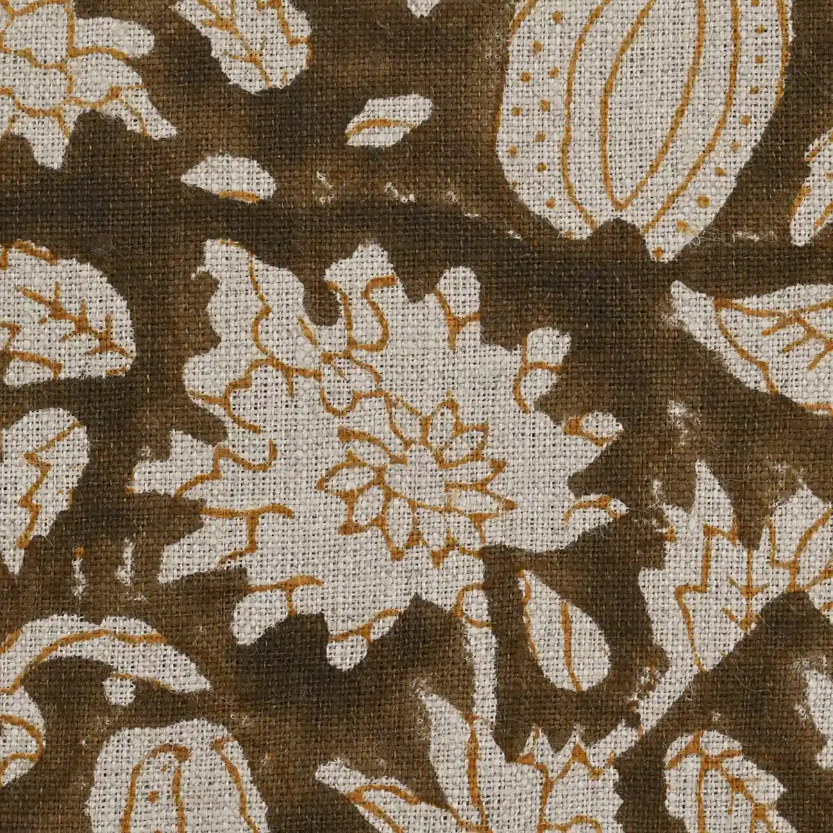 Caleb Hand Block Printed Linen Fabric