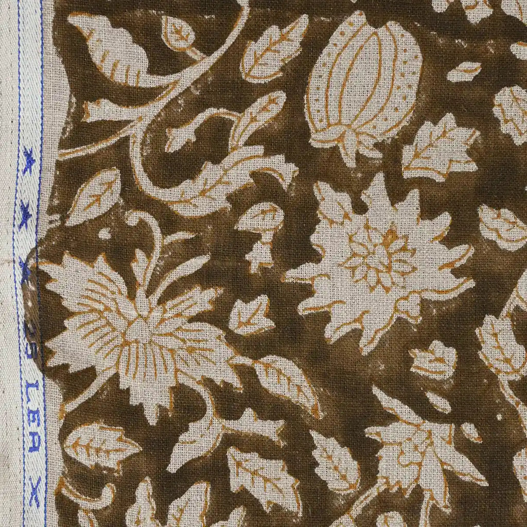 Caleb Hand Block Printed Linen Fabric