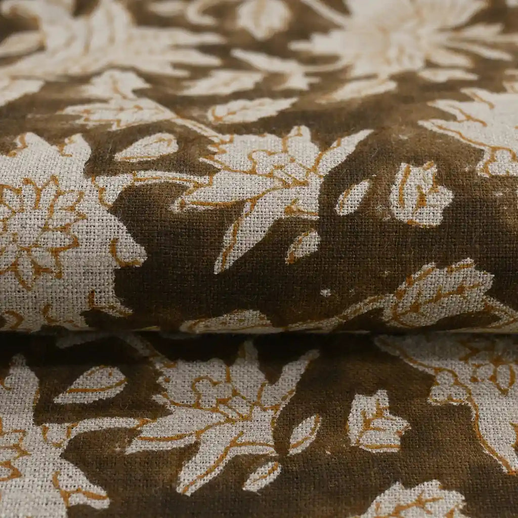 Caleb Hand Block Printed Linen Fabric