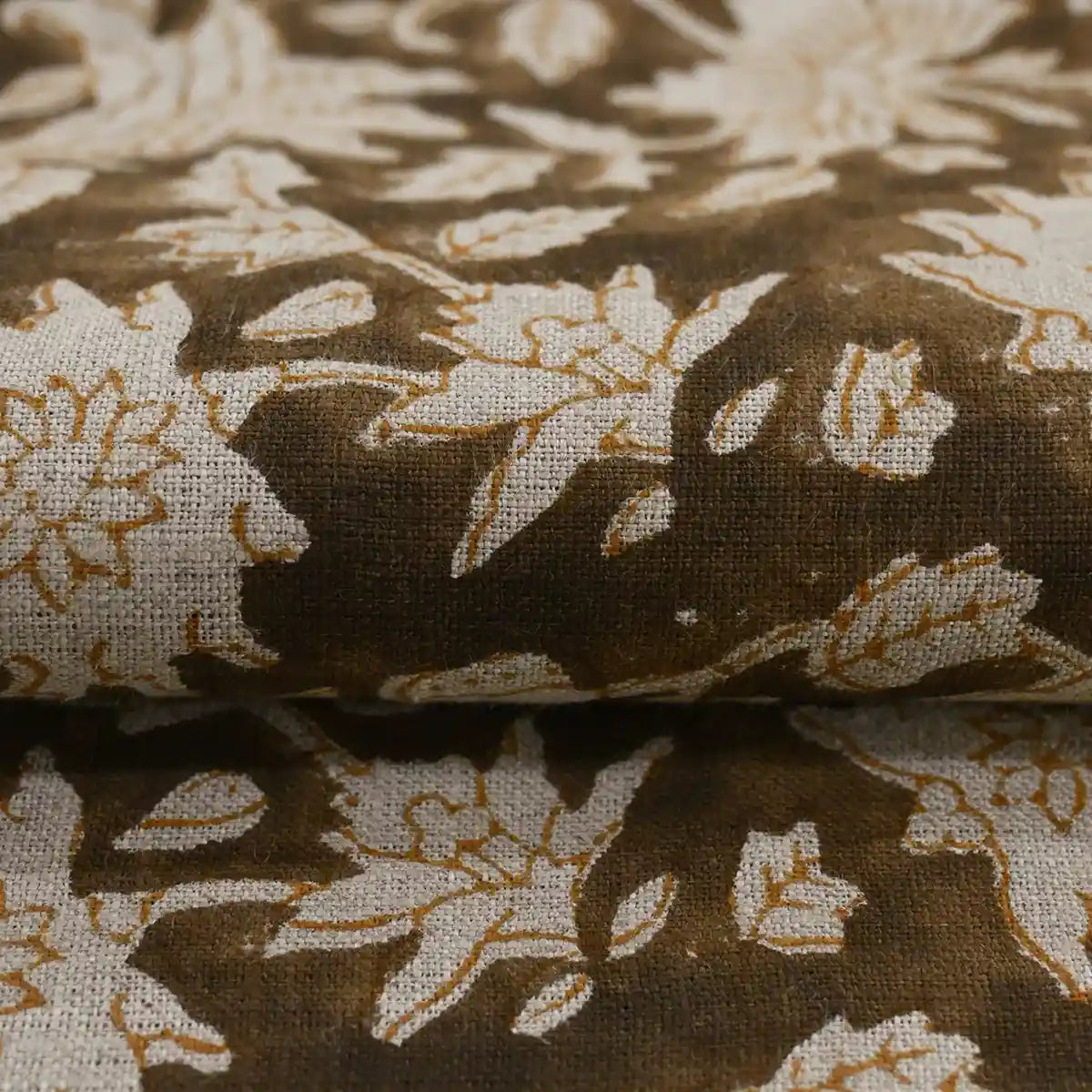 Caleb Hand Block Printed Linen Fabric
