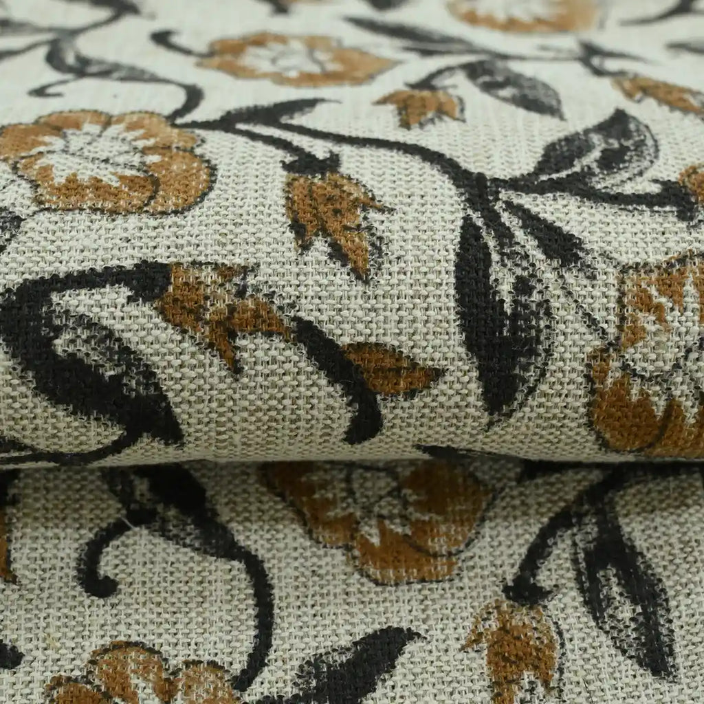 Ingrid Block Print Handloom Linen Fabric