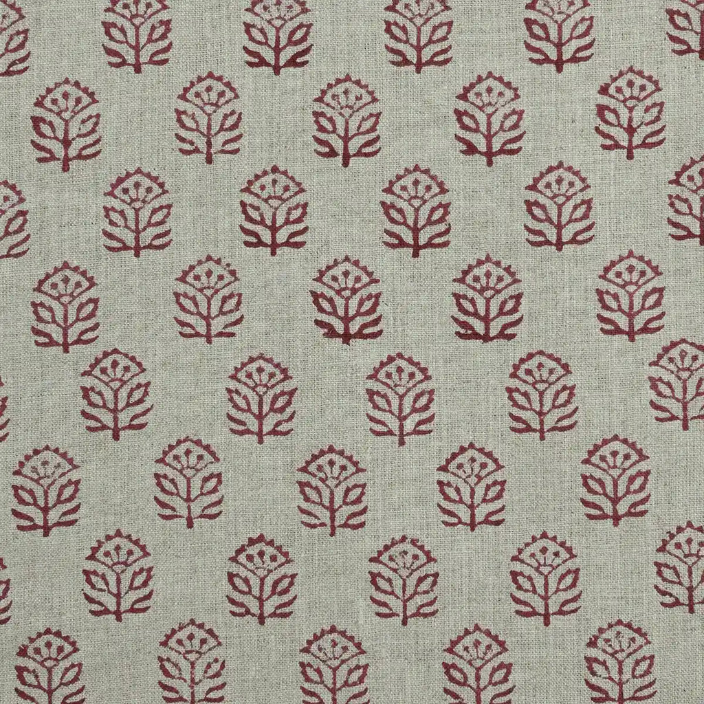 Garland Indian Hand Block Print Linen Fabric