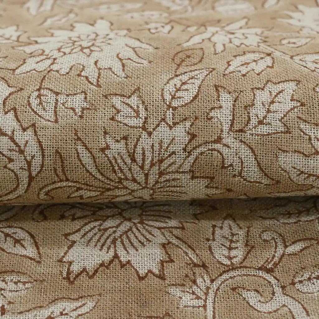 Caleb Hand Block Printed Linen Fabric