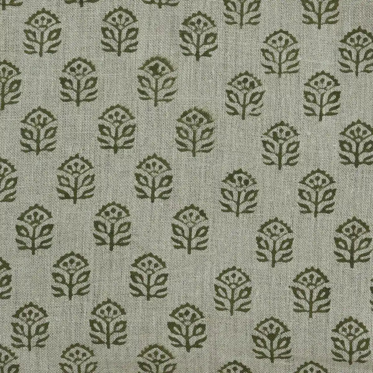 Garland Indian Hand Block Print Linen Fabric