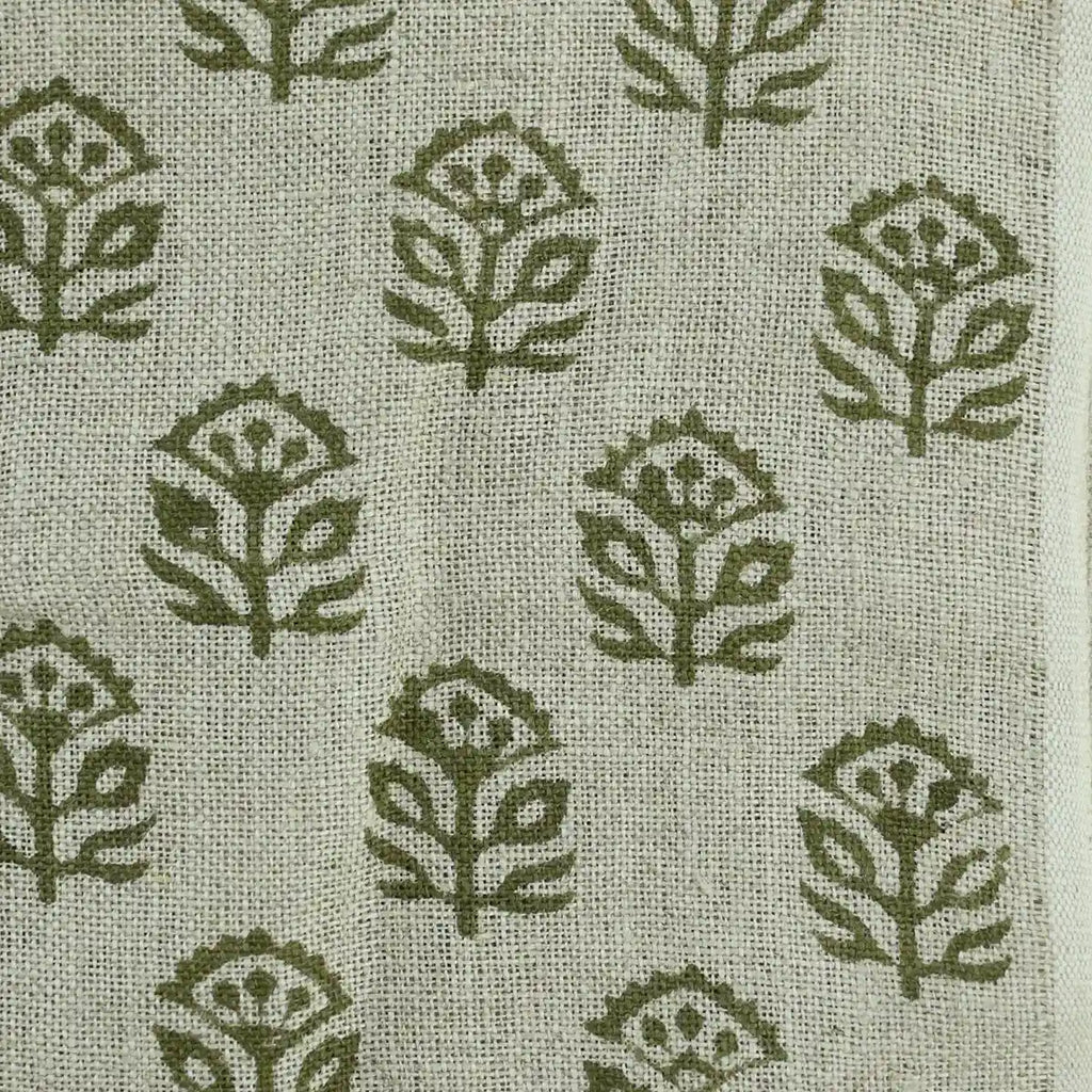 Garland Indian Hand Block Print Linen Fabric