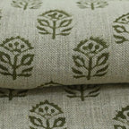 Garland Indian Hand Block Print Linen Fabric
