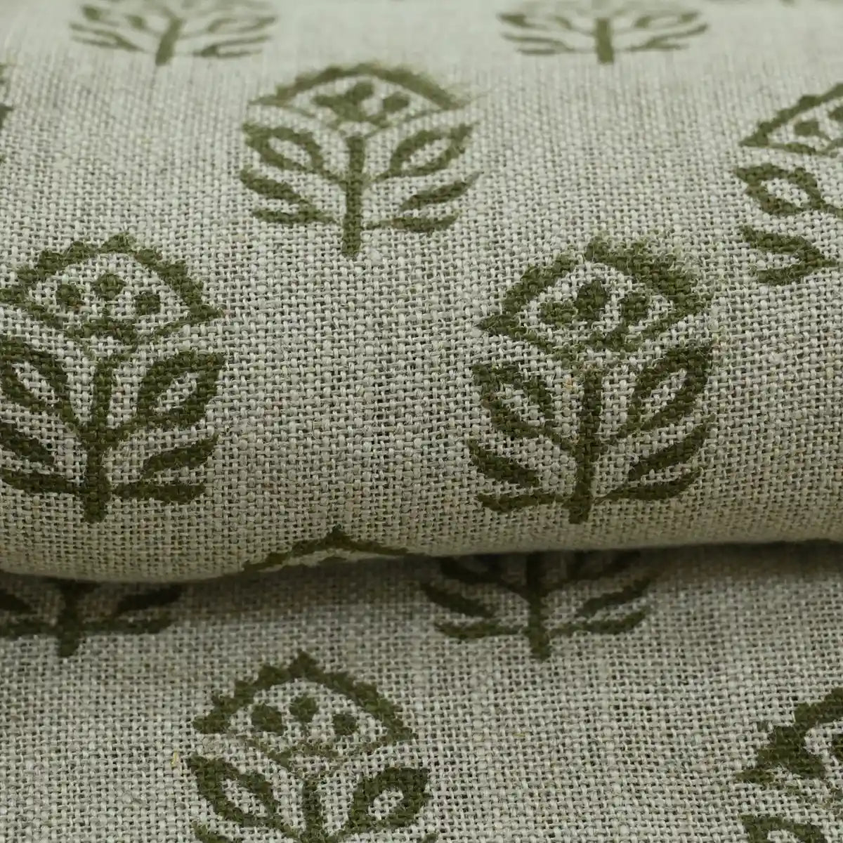 Garland Indian Hand Block Print Linen Fabric