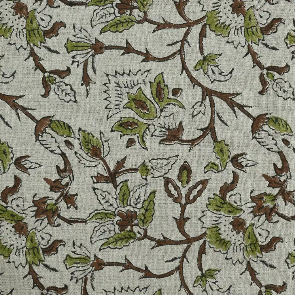 Elisa Block Print Upholstery Linen Fabric