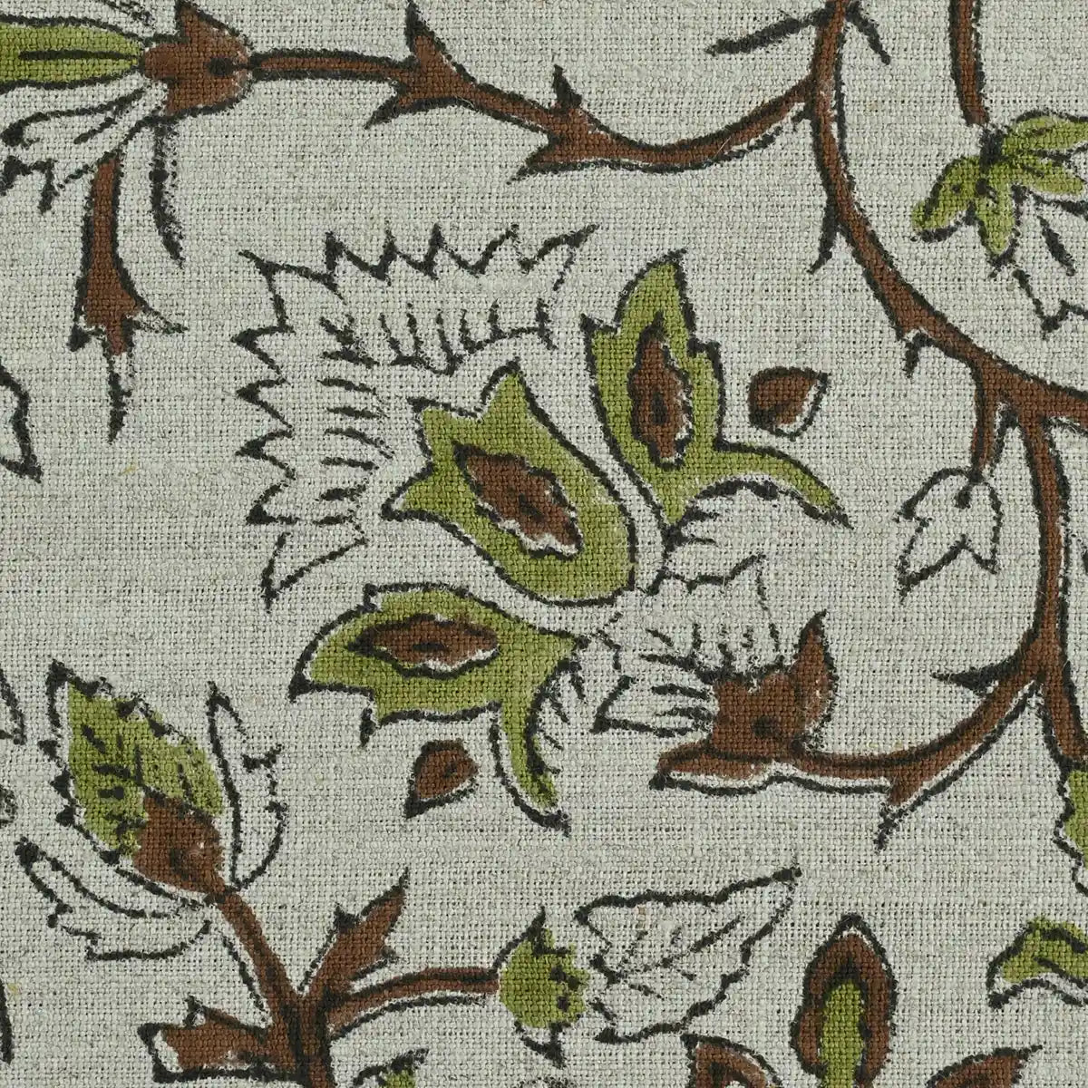 Elisa Block Print Upholstery Linen Fabric