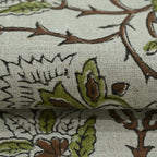 Elisa Block Print Upholstery Linen Fabric