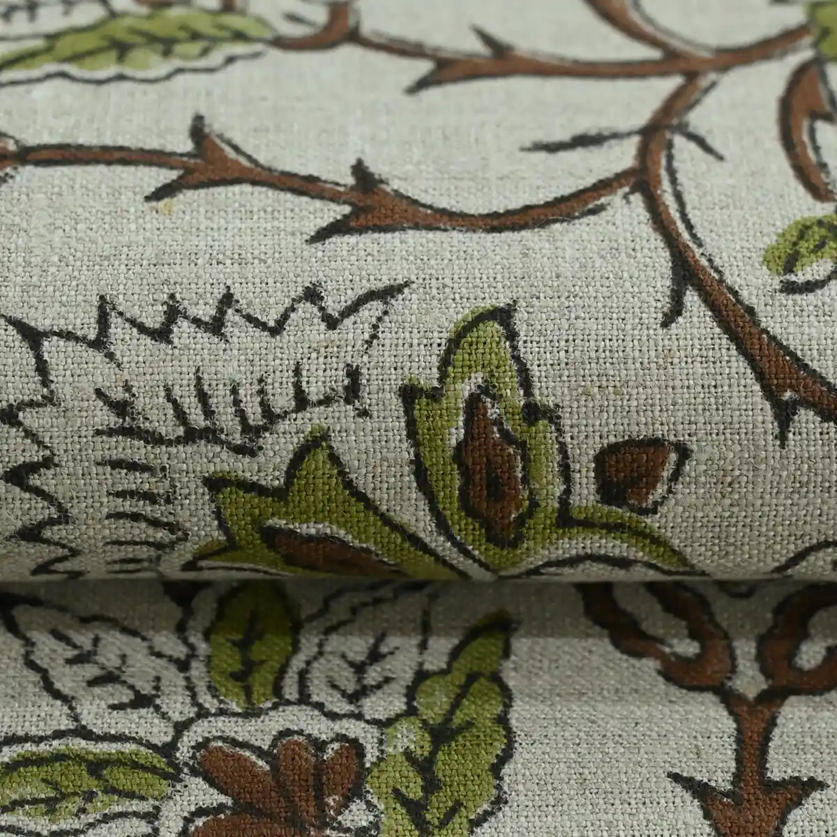 Elisa Block Print Upholstery Linen Fabric