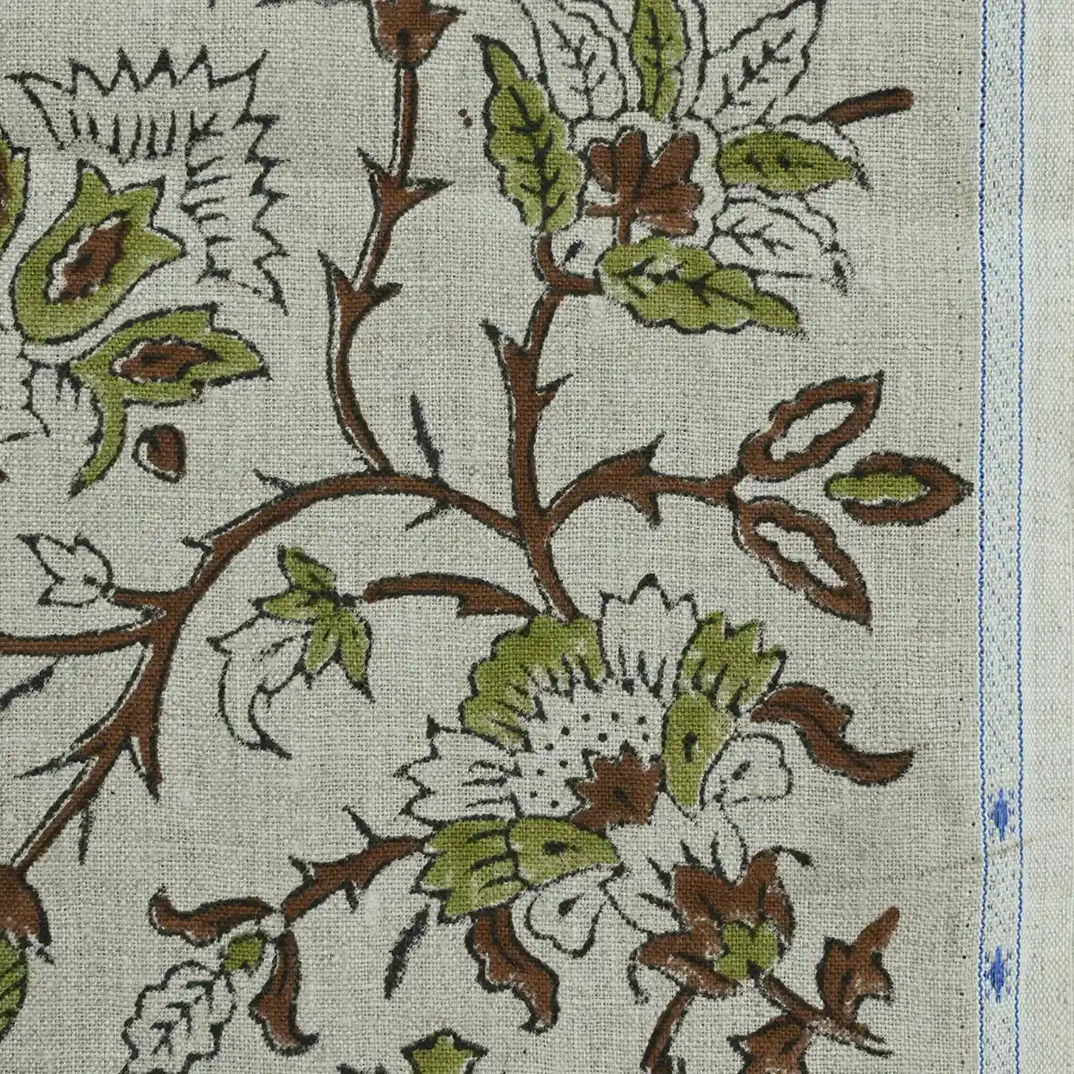 Elisa Block Print Upholstery Linen Fabric