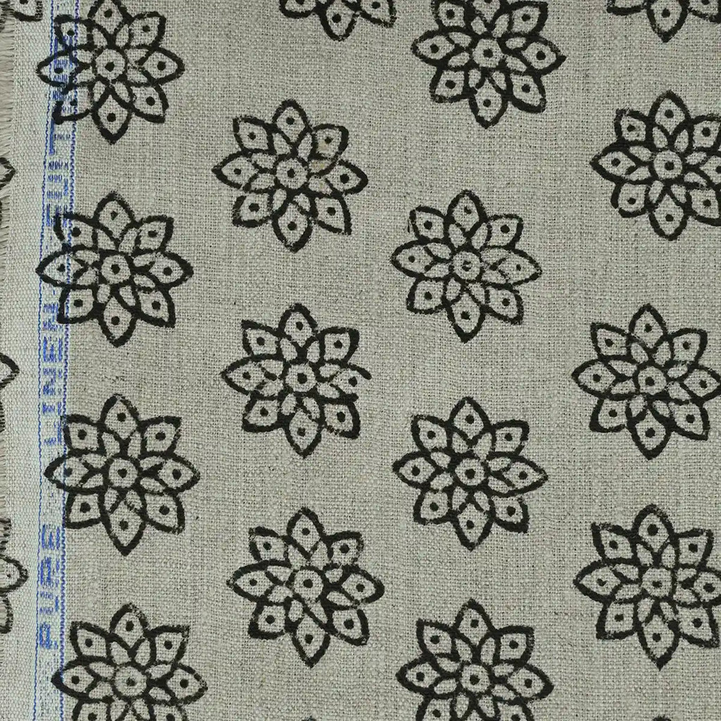 Toby Hand Block Printed Upholstery Linen Fabric